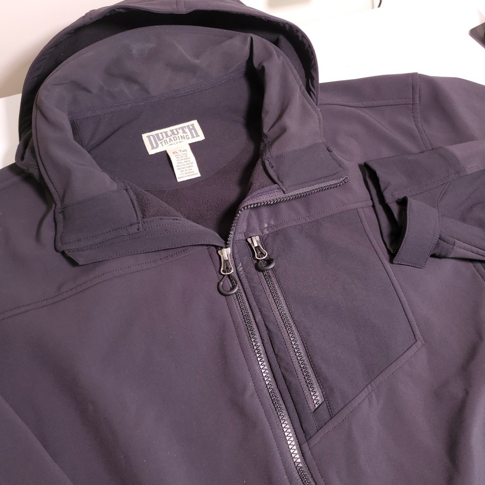 Duluth Trading Co Mens XLT Black Hills Windfront Hooded Jacket Zip